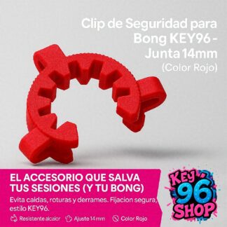 Clip de Seguridad para Bong KEY96 – Junta 14mm (Color Rojo)