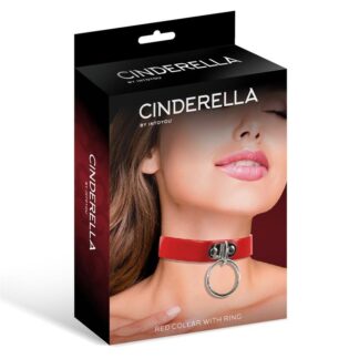 CINDERELLA Collar con Aro de Cuero Vegano Rojo – Estilo BDSM & Fetish