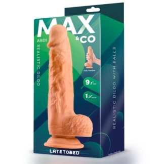 MAX & CO – Andi Dildo Realista con Testículos y Ventosa 9.1" (23 cm) – Natural