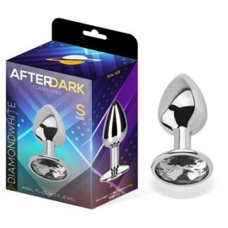AFTERDARK Diamond White · Plug Anal de Aluminio con Joya · Talla S